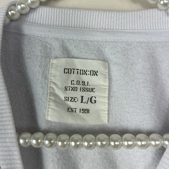 Cotton On White Monmarte Champagne Crewneck Sweatshirt Large - Picture 3 of 4